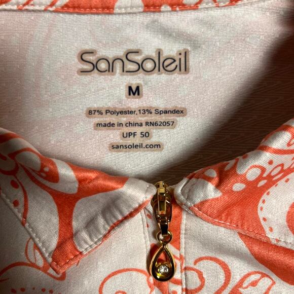 San Soleil Vented 1/4 Zip Collar Women's Medium Long Sleeve Stretch UPF 50 Golf - Picture 4 of 9